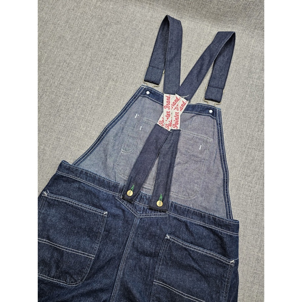 Pointer Brand Low Back Bib Overalls Mens 40x34 Blue Denim USA Made VTG Workwear